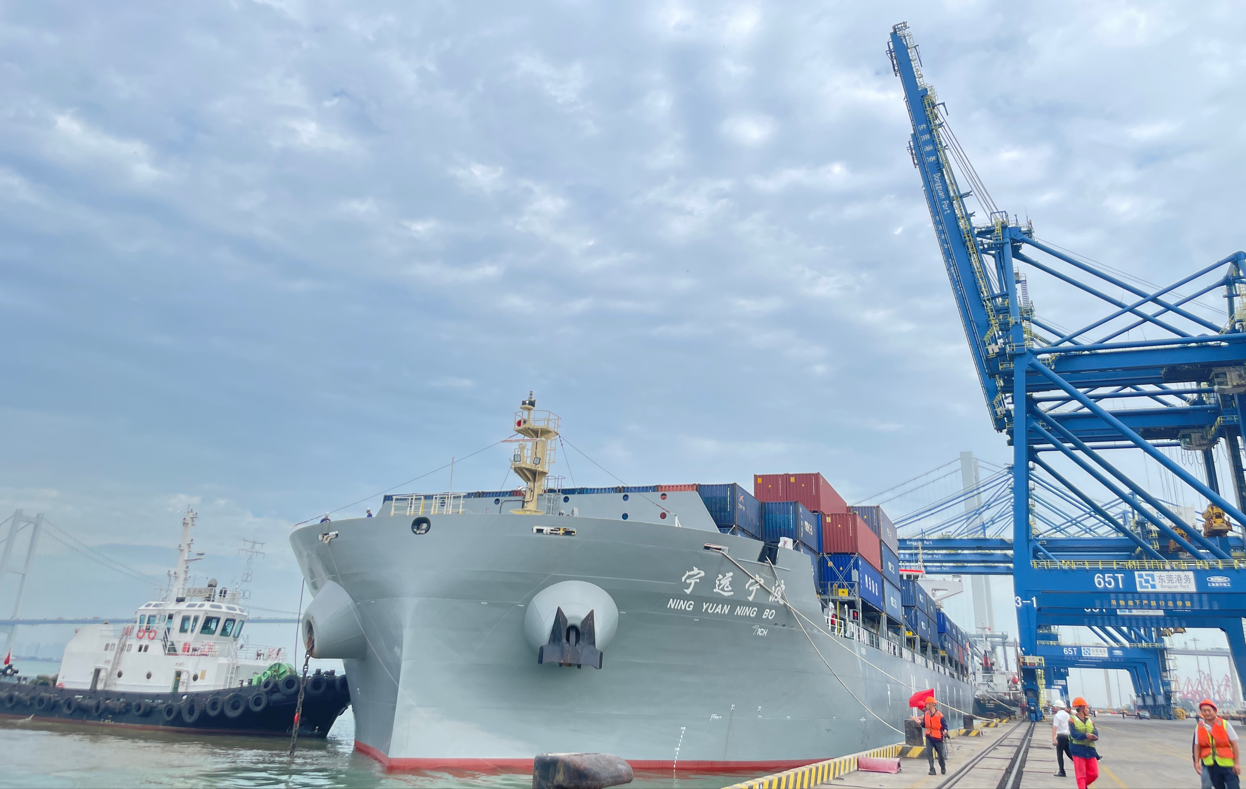 宁波远洋最大吨位集装箱船首靠东莞港